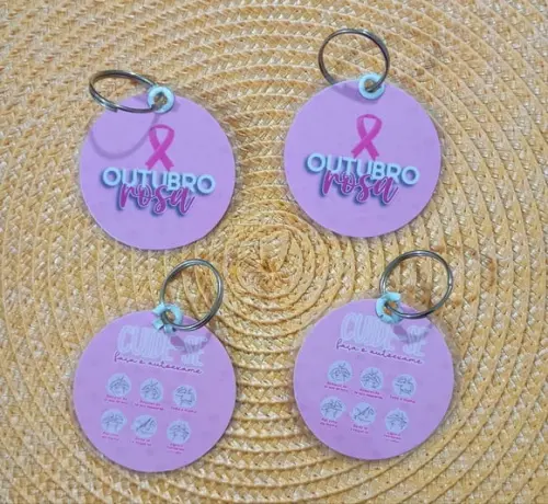 Chaveiro Outubro Rosa Brinde Personalizado