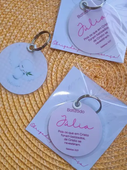 Chaveiro Personalizado na Tag Brindes Batismos Batizados