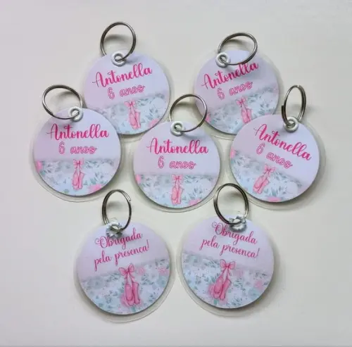 Chaveiro Personalizado Tema Bailarina Brinde Festa Infantil