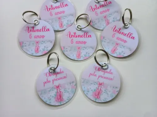 Chaveiro Personalizado Tema Bailarina Brinde Festa Infantil