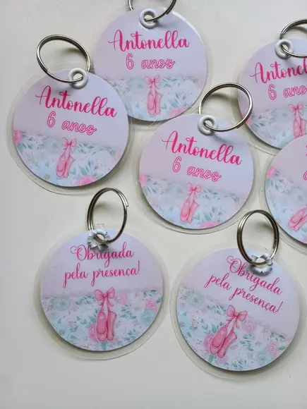 Chaveiro Personalizado Tema Bailarina Brinde Festa Infantil