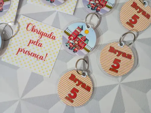 Chaveiro Personalizado Tema Bombeiros Brinde Personalizado
