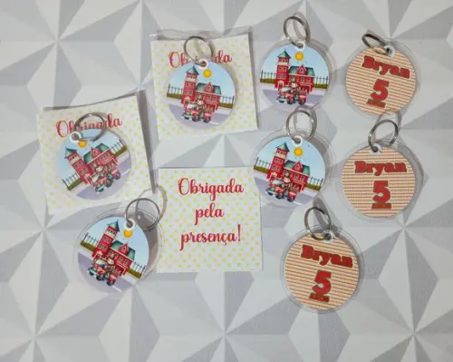 Chaveiro Personalizado Tema Bombeiros Brinde Personalizado