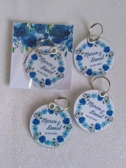 Chaveiro Plastificado Brinde Personalizado para Casamento