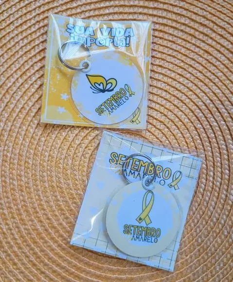 Chaveiro Setembro Amarelo Brinde Personalizado com Tag