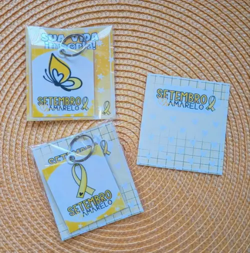 Chaveiro Setembro Amarelo Brinde Personalizado com Tag