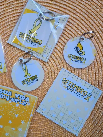 Chaveiro Setembro Amarelo Brinde Personalizado com Tag