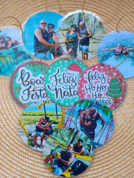 Enfeites Árvore de Natal Personalizados com Fotos e Frases