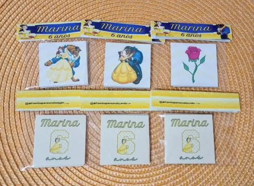 Jogo da Memória 6 Pares a Bela e a Fera - Frente e Verso