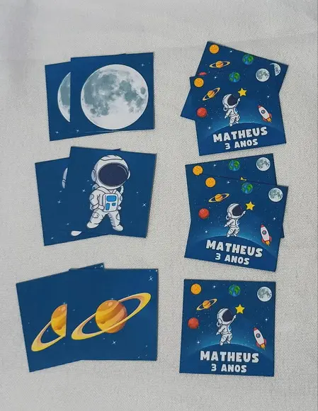 Jogo da Memória 6 Pares Astronauta - Frente e Verso