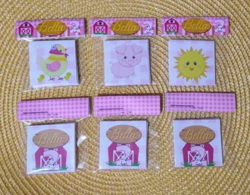 Jogo da Memória 6 Pares Fazendinha Rosa - Frente e Verso