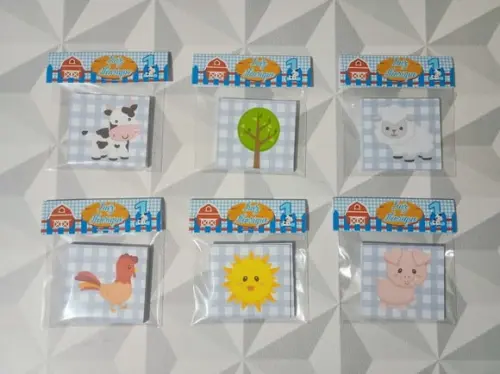Jogo da Memória Fazendinha Azul Lembrancinha Personalizada