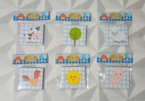 Jogo da Memória Fazendinha Azul Lembrancinha Personalizada
