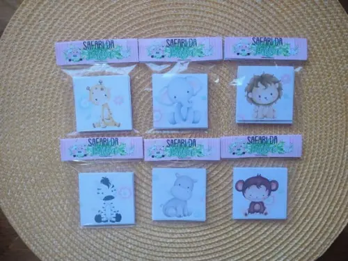 Jogo da Memória Safari Rosa Lembrancinha Personalizada
