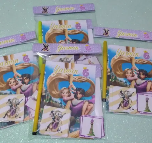Kit 5 Brindes Aniversário Infantil - Tema Rapunzel Enrolados