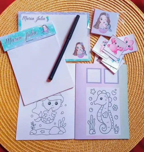 Kit 5 Brindes Aniversário Infantil - Tema Sereia
