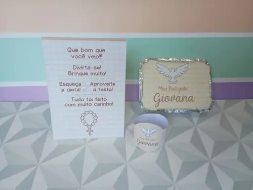 Kit Centro de Mesa Personalizado para Batizados