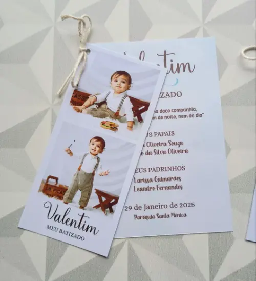 Lembrança Afetiva para Batizados - Tira de Fotos com Cartão