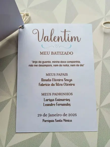 Lembrança Afetiva para Batizados - Tira de Fotos com Cartão