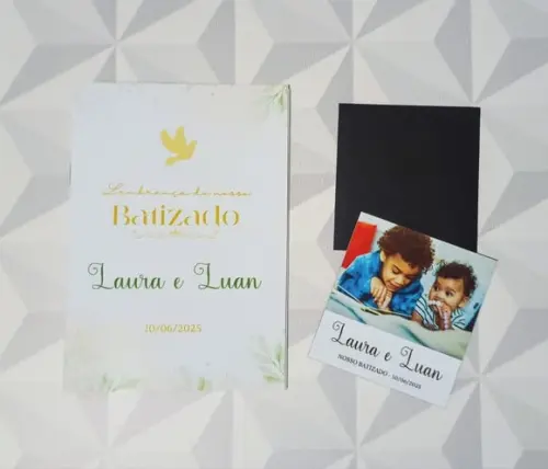 Lembrança de Batizado Kit Livrinho de Orações + Imã c/ Foto