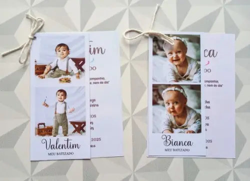 Lembrança Afetiva para Batizados - Tira de Fotos com Cartão