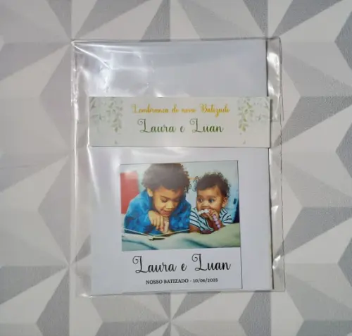 Lembrança de Batizado Kit Livrinho de Orações + Imã c/ Foto