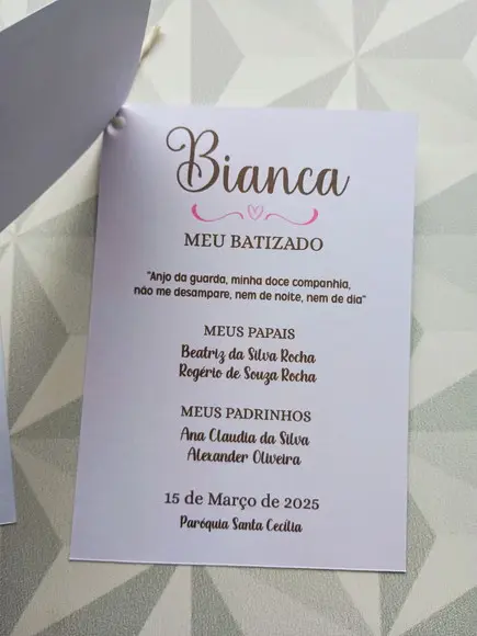 Lembrança Afetiva para Batizados - Tira de Fotos com Cartão