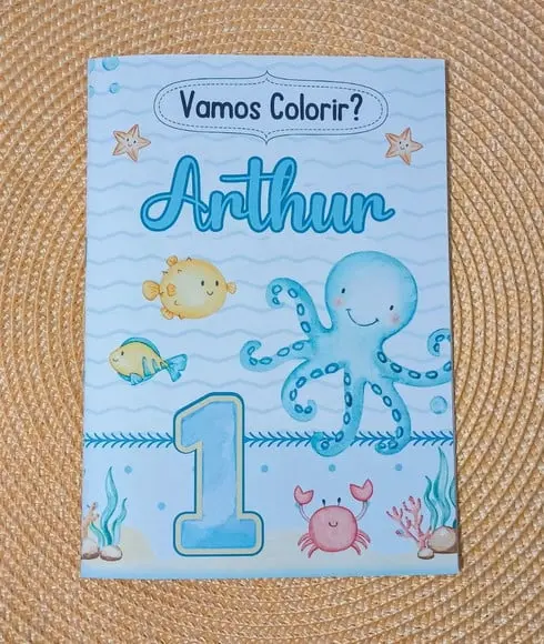 Livrinho de Colorir Fundo do Mar Brinde Personalizado