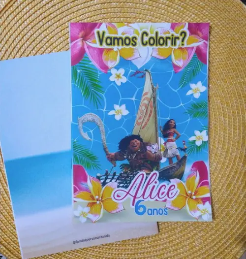 Livrinho de Colorir Lembrancinha Personalizada Moana