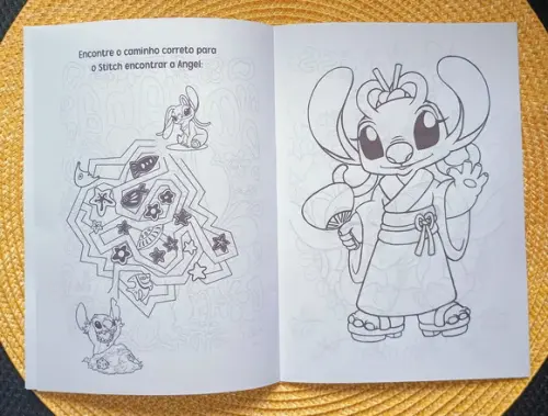 Livrinho de Colorir Tema Stitch e Angel Brinde Personalizado