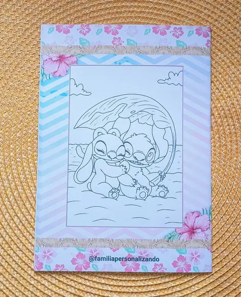 Livrinho de Colorir Tema Stitch e Angel Brinde Personalizado