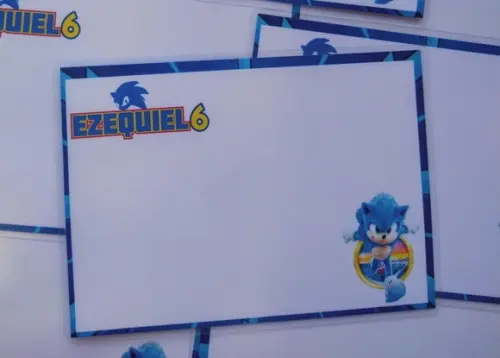 Lousa Personalizada Plastificada Sonic com Canetinha 15x10
