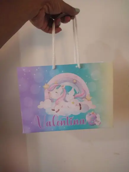 Sacola de Papel Personalizada Tema Unicórnio 15a x 20l