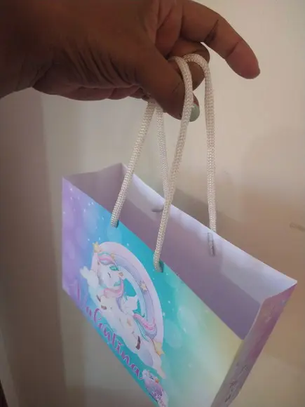 Sacola de Papel Personalizada Tema Unicórnio 15a x 20l