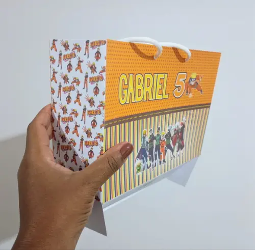 Sacola de Papel Personalizada Tema Naruto 15a x 20l