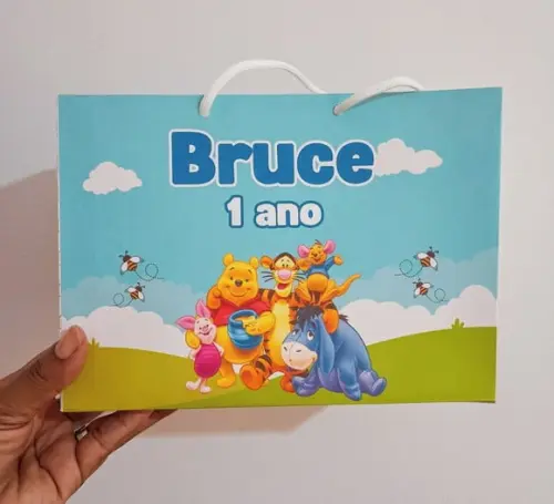 Sacola de Papel Personalizada Ursinho Pooh 15a x 20l