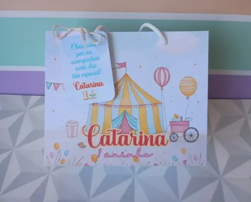 Sacolinha Personalizada com Tag Lembrancinha Festa Infantil