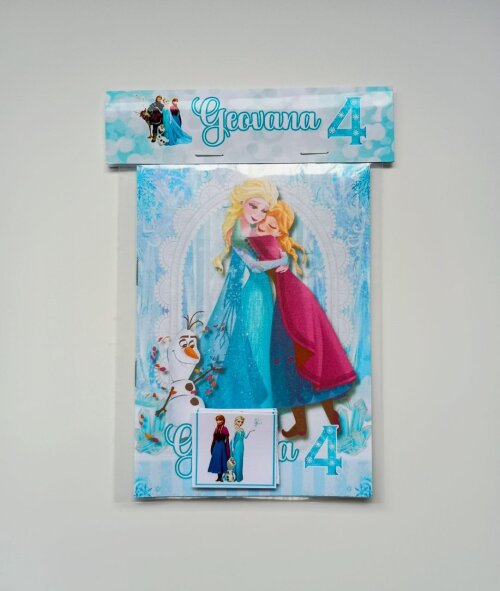 Álbum de Figurinhas e Livrinho de Colorir Lembrancinha Personalizada Aniversário Infantil Frozen