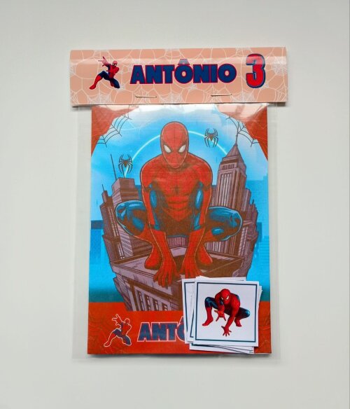 Álbum de Figurinhas e Livrinho de Colorir Lembrancinha Personalizada Aniversário Homem Aranha