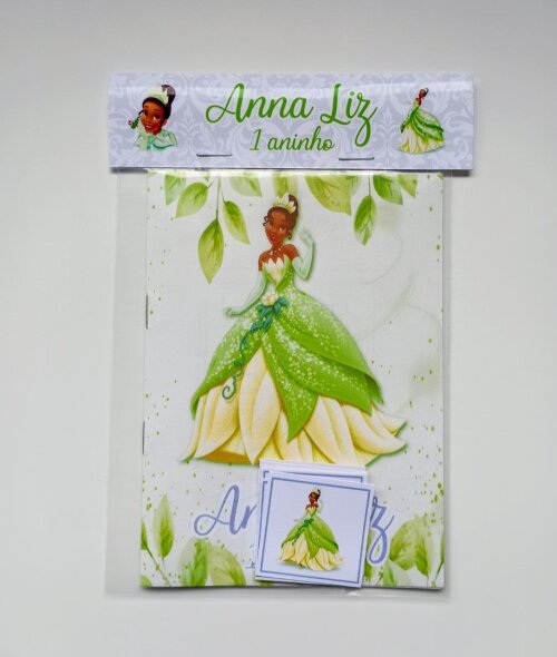 Álbum de Figurinhas e Livrinho de Colorir Lembrancinha Personalizada Aniversário Princesa Tiana