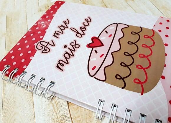 Caderno de Receitas Dias das Mães - Tamanho A5 c/ 100 Folhas