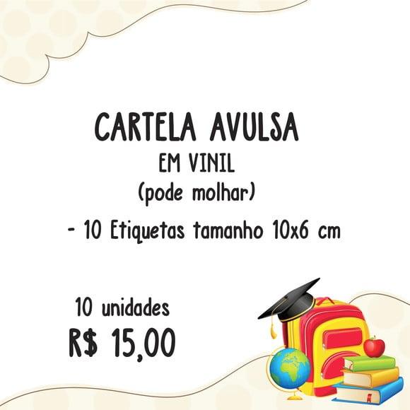 Cartela Adesiva 10x6 - Adesivo Escolar em Vinil