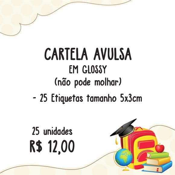 Cartela Adesiva 5x3 - Adesivo Escolar em Glossy Adesivo