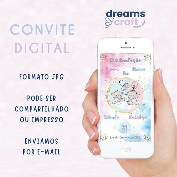 Convite Digital Chá Revelação Elefantinho