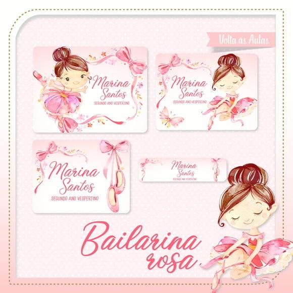 Etiqueta Escolar Bailarina Rosa