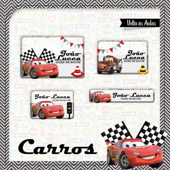 Etiqueta Escolar em Vinil Carros