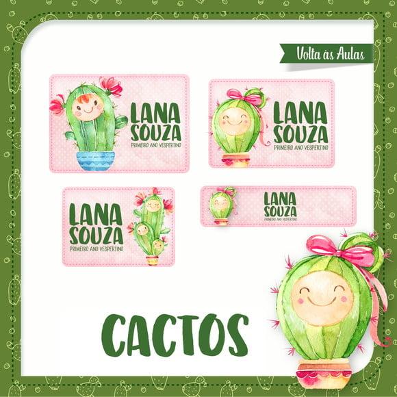 Etiqueta Escolar em Vinil Cactos
