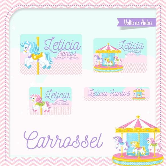Etiqueta Escolar em Vinil Carrossel