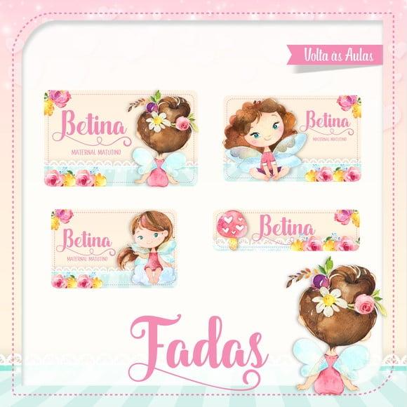 Etiqueta Escolar em Vinil Fadas