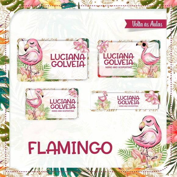 Etiqueta Escolar em Vinil Flamingo